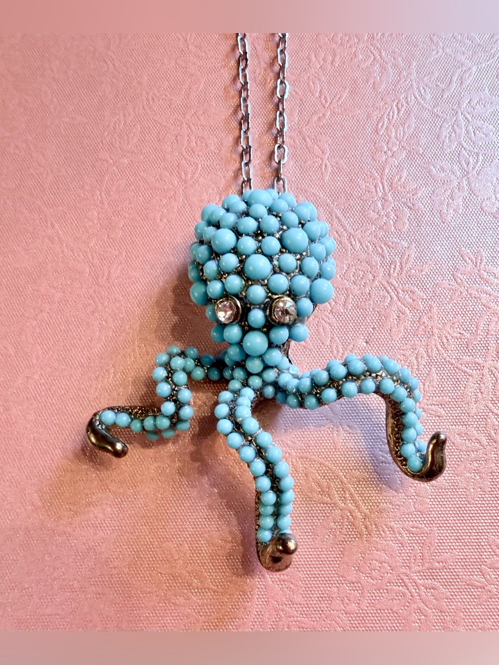 Turquoise Beaded Octopus Pendant Necklace - Women Jewelry